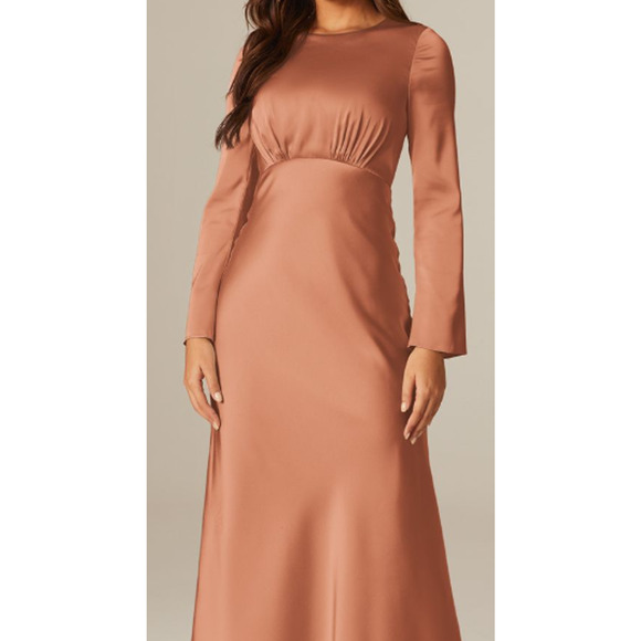 AW BRIDAL 18 2X plus raw sienna copper satin Ginevra bridesmaid maxi dress B170 - Picture 1 of 8
